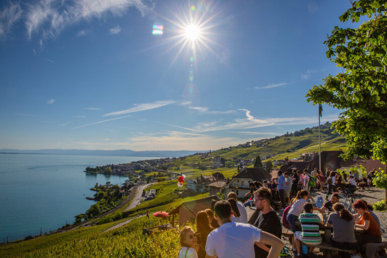 Caves Ouvertes Vaudoises 2019. Degustation de vin avec vue sur le vignoble et le lac